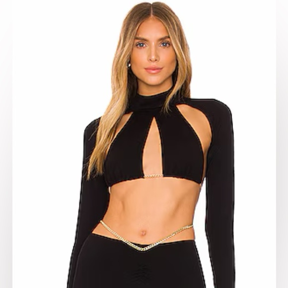 NWT Black Cut Out Set With Gold Chain Detailing